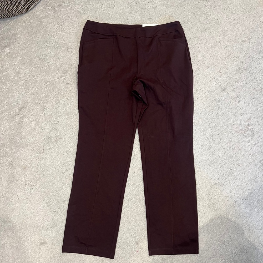 c est 1946 Sportswear Pull On Career Pants Straight‎ Leg Pockets XL Brown NWT